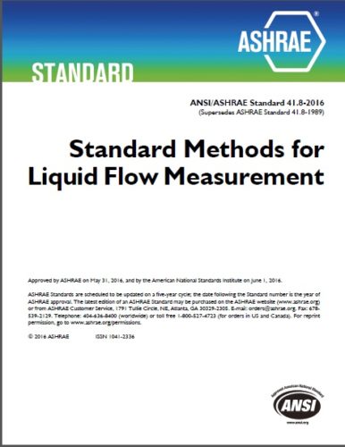ASHRAE 41.8,ASHRAE ,ASHRAE Standard,Liquid Flow Measurement,Flow Measurement,HVAC